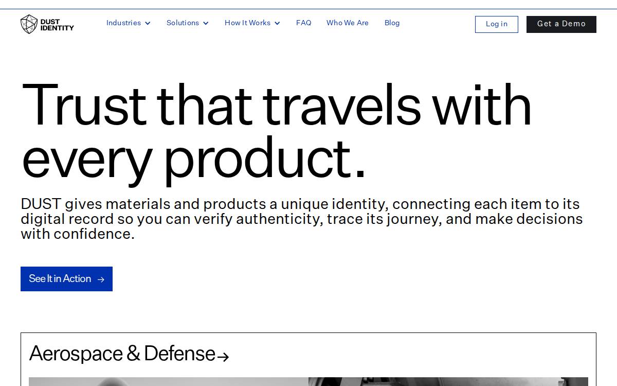 Dust Identity website preview
