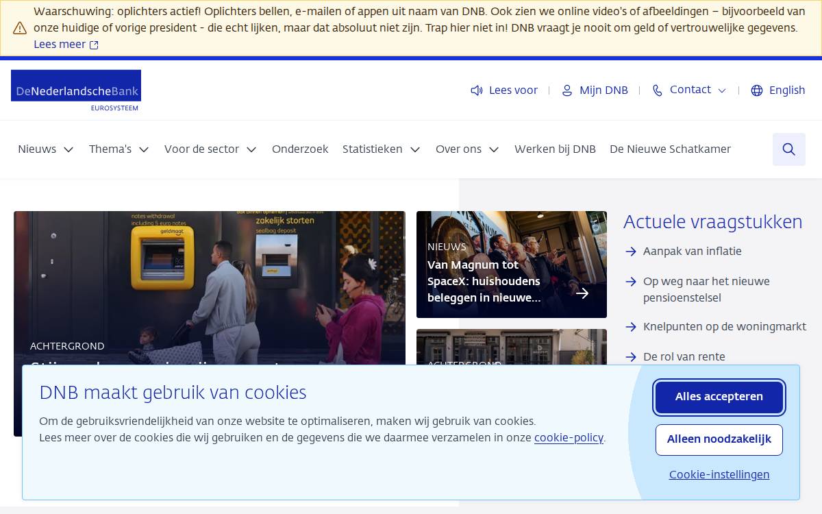 Dutch Central Bank website preview