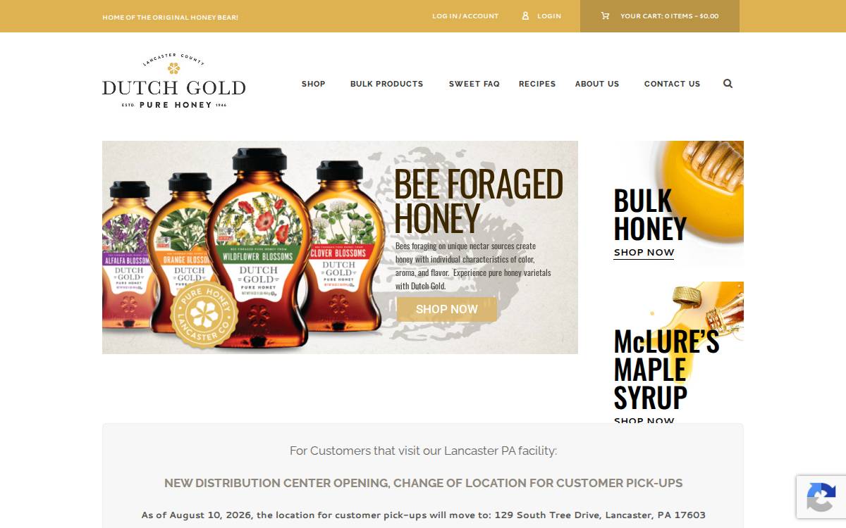 Dutch Gold Honey website preview