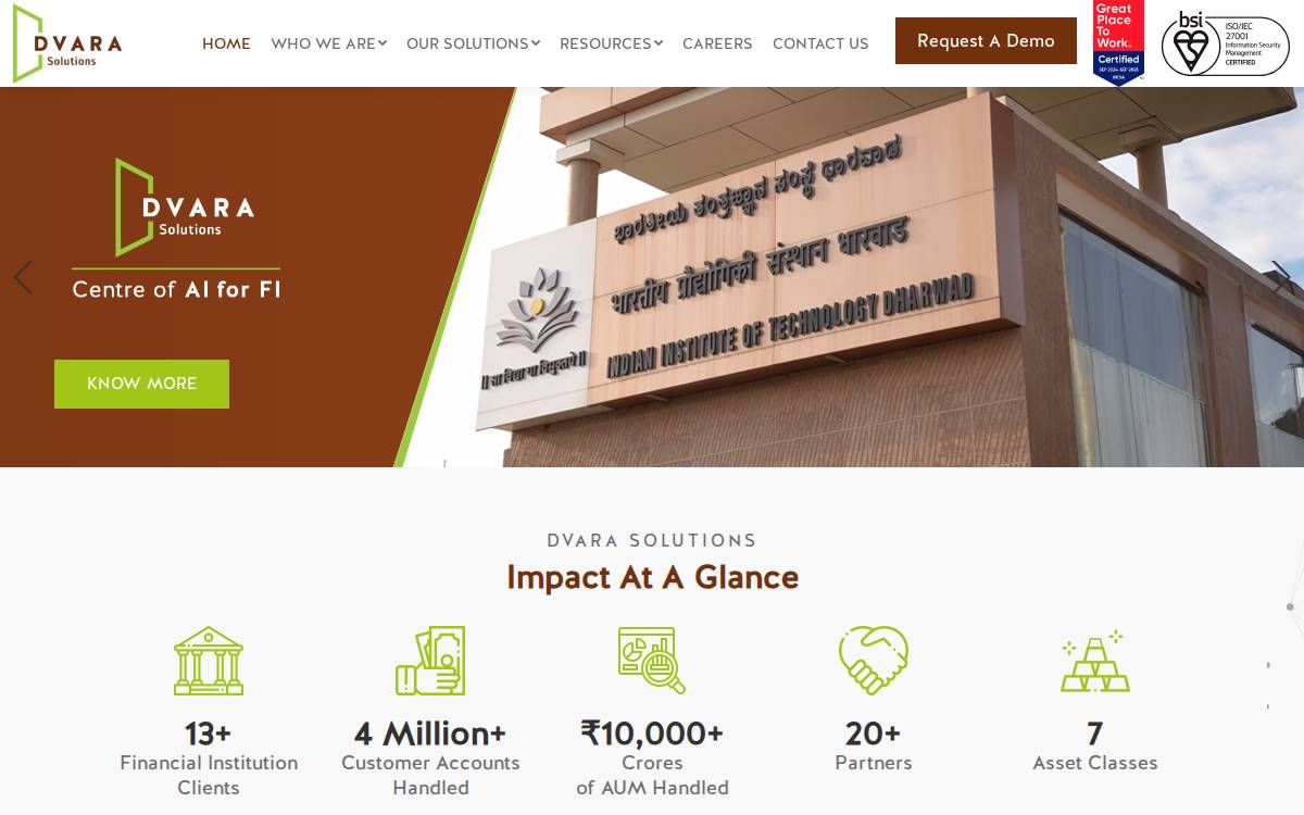 Dvara Solutions website preview