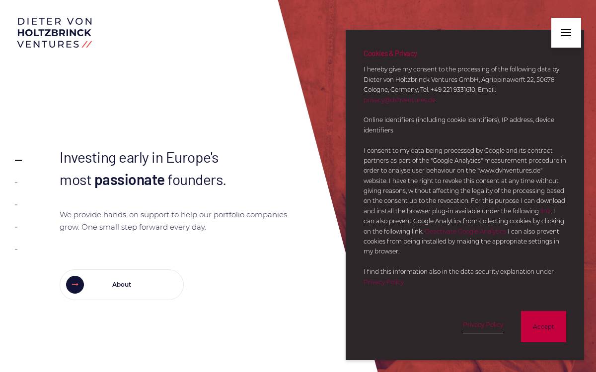 DvH Ventures website preview