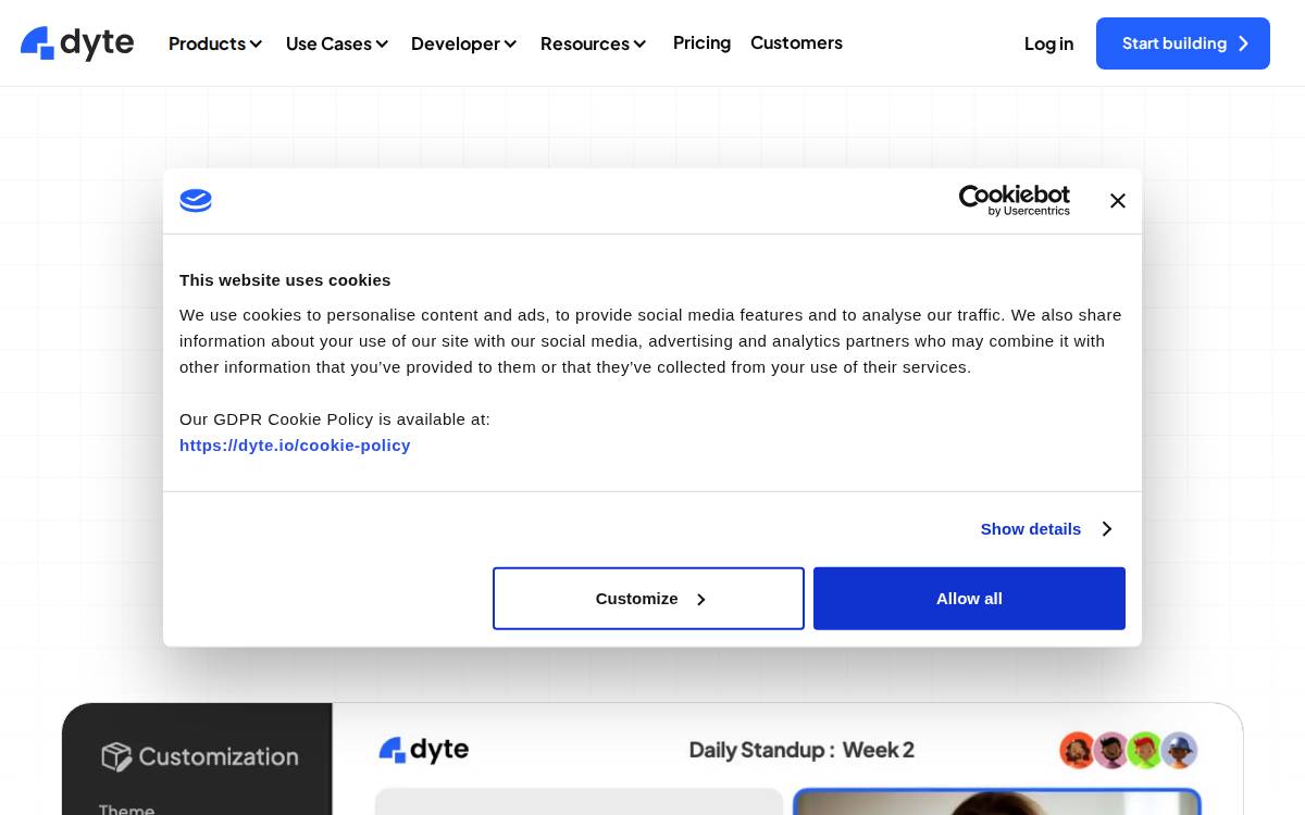 Dyte website preview