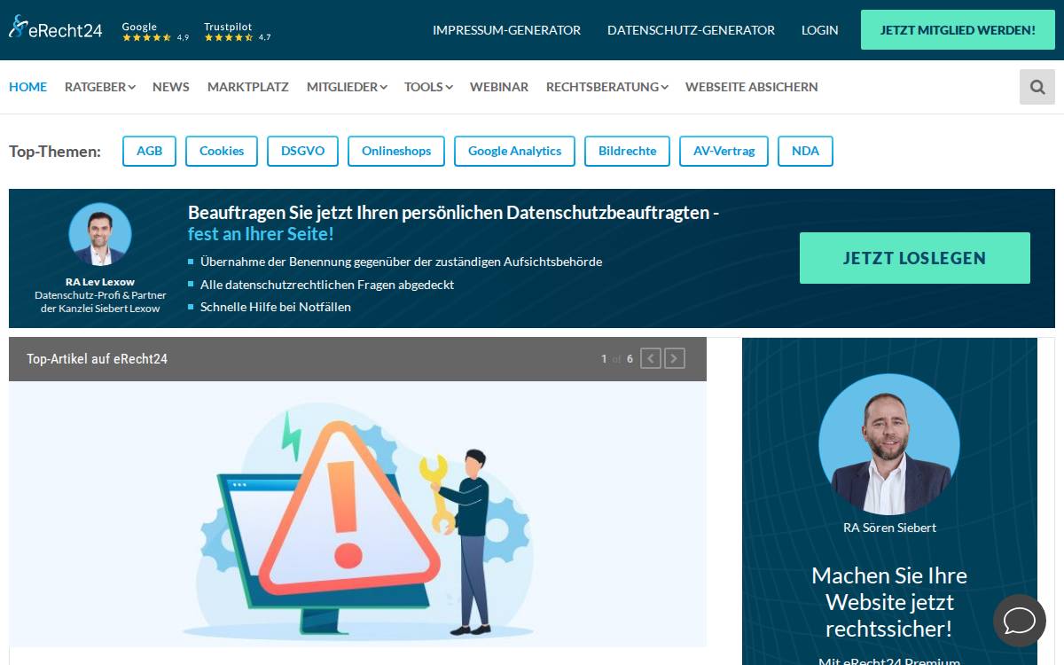 E Recht24 website preview