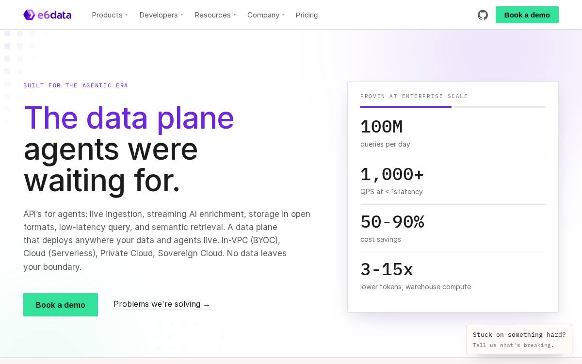 e6data website preview