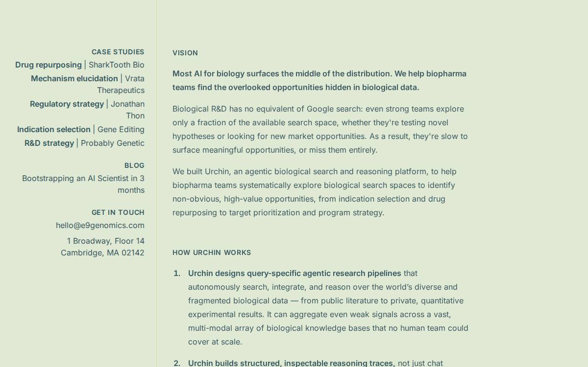 E9 Genomics website preview