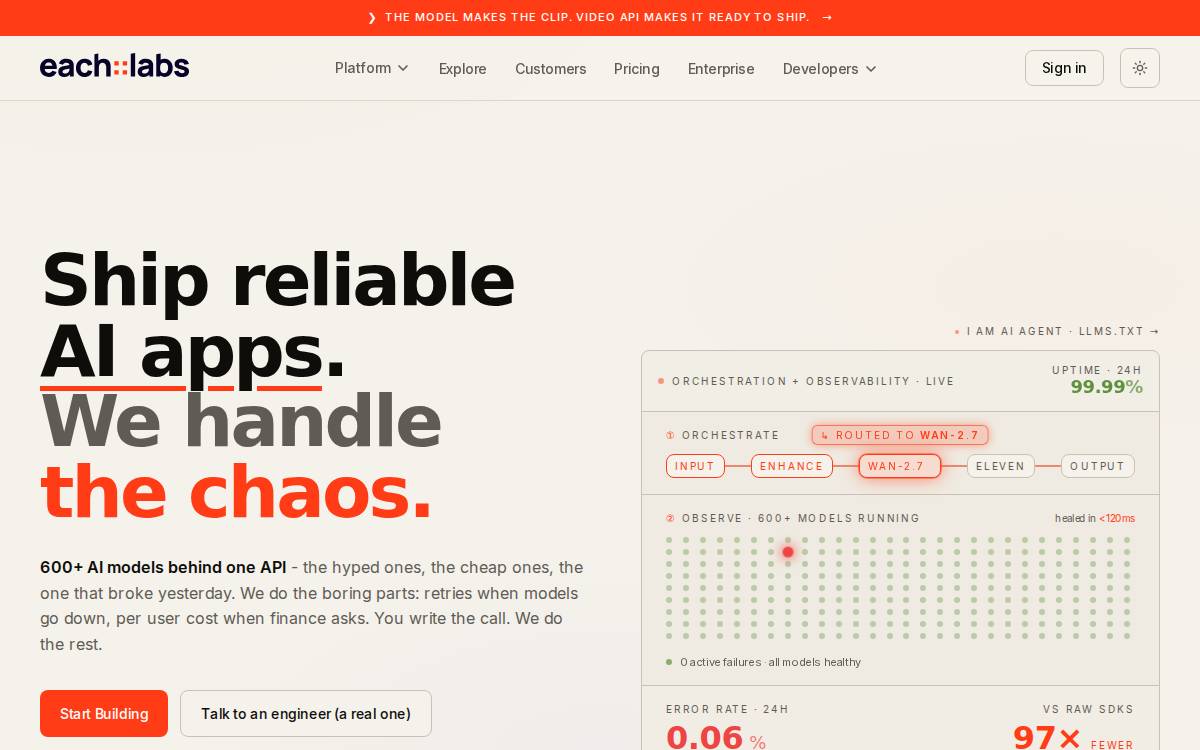 Eachlabs AI website preview