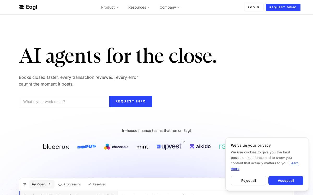 Eagl website preview