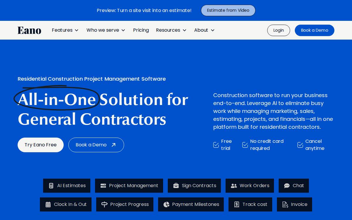 Eano website preview