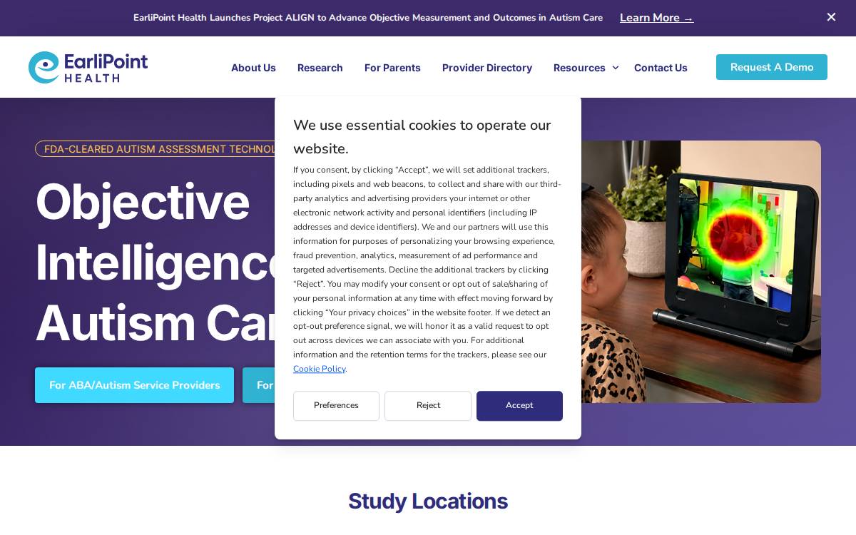 EarliPoint Health website website preview