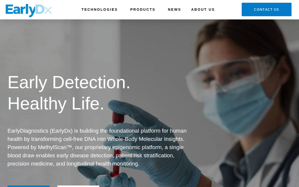 Earlydx website preview