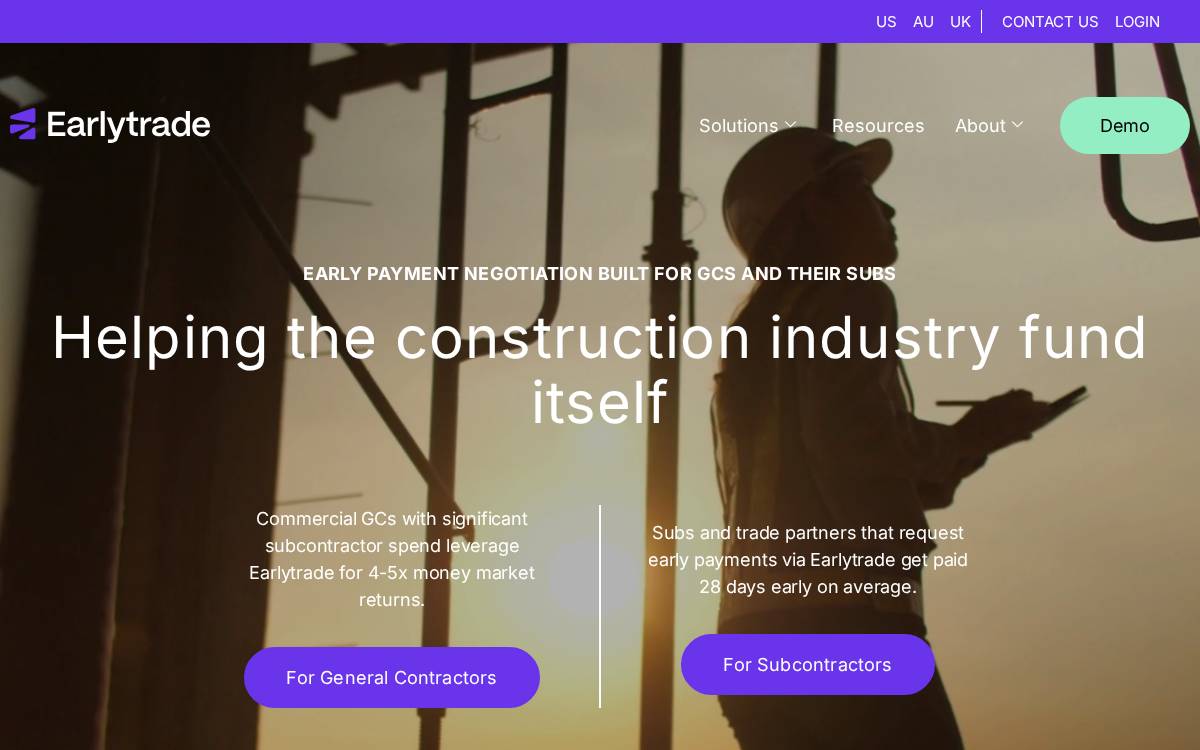 Earlytrade website preview