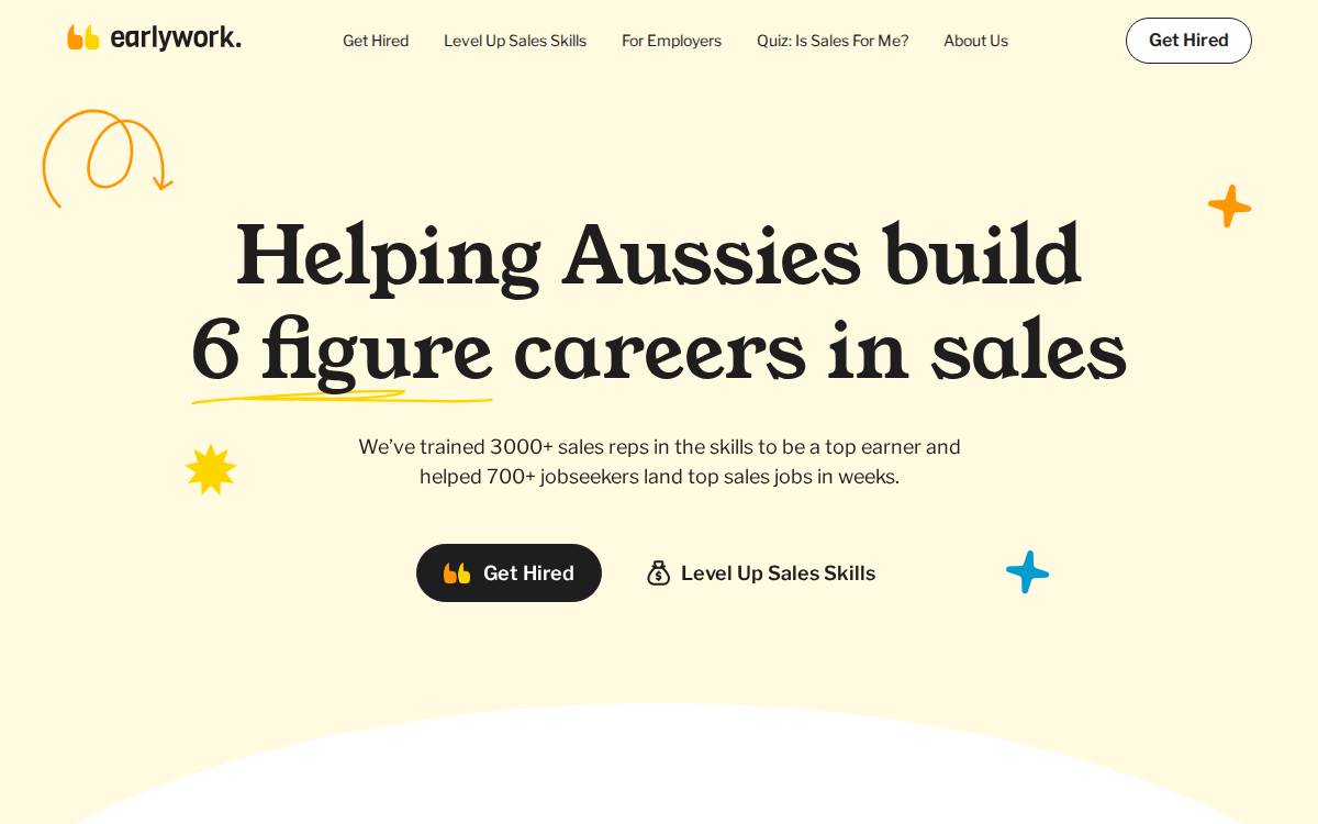 Earlywork website preview