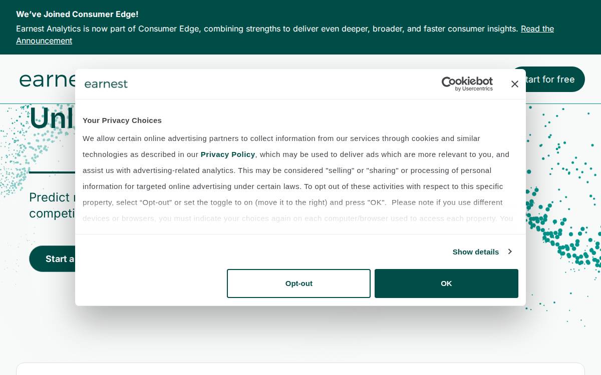 Earnest Analytics website preview