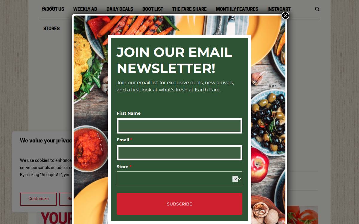 Earth Fare website preview