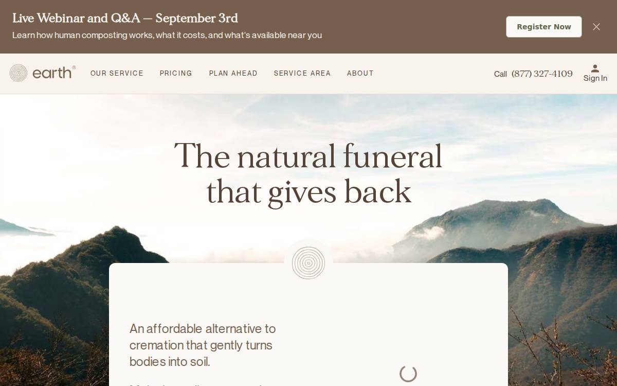 Earth Funeral website preview