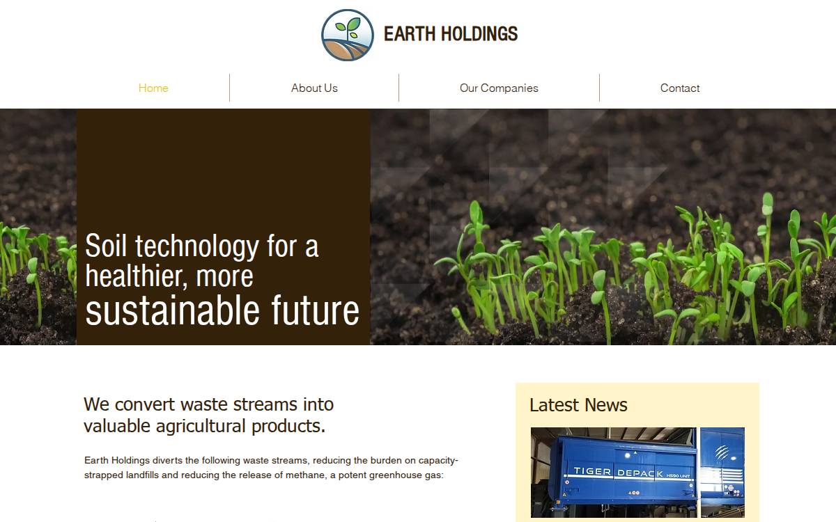 Earth Holdings website preview