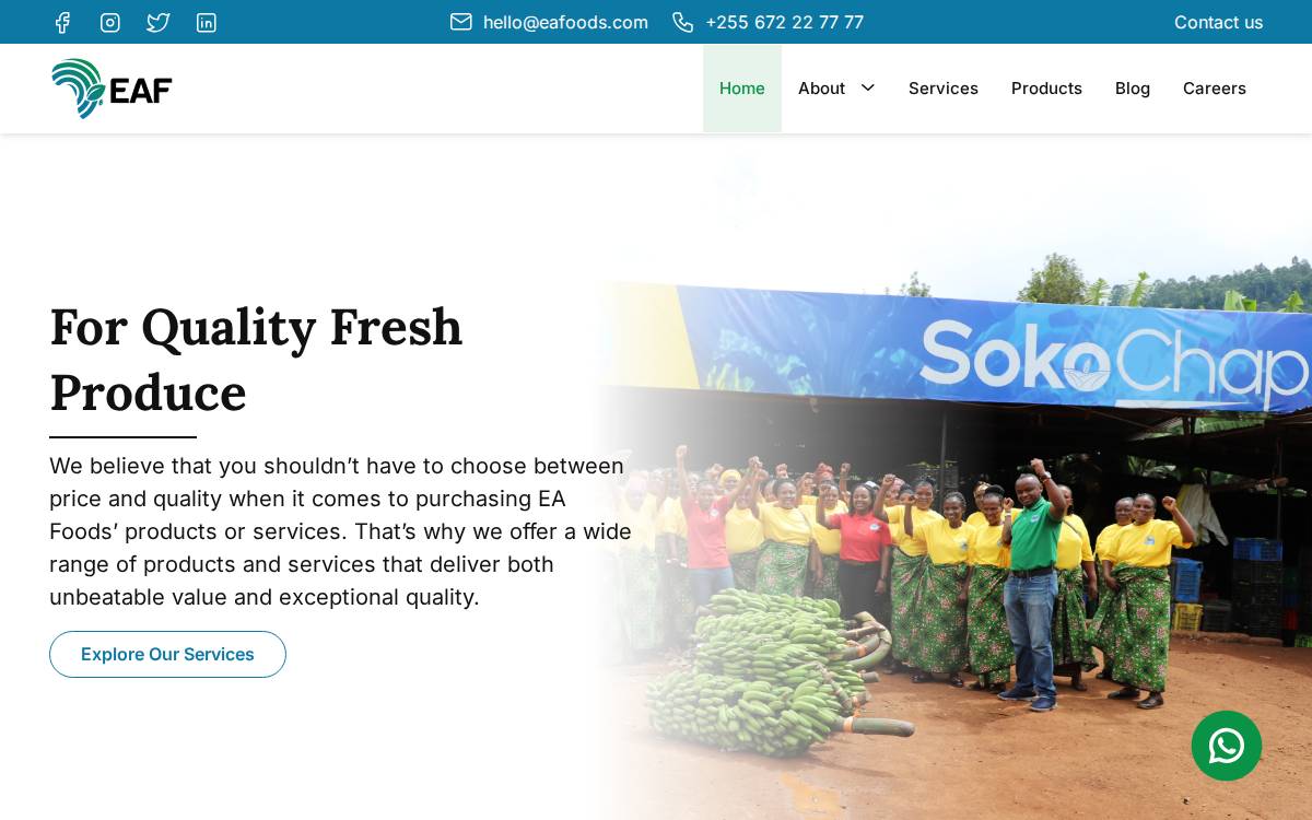 East Africa Foods website preview