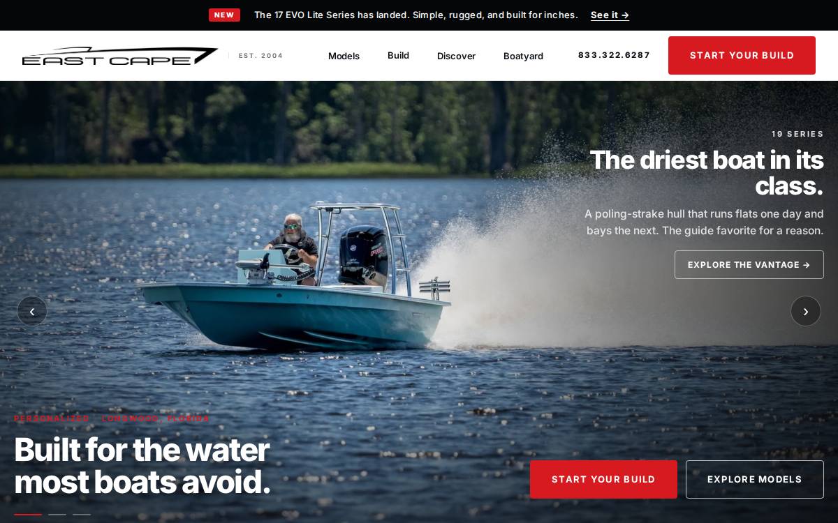 EAST CAPE BOATS website preview