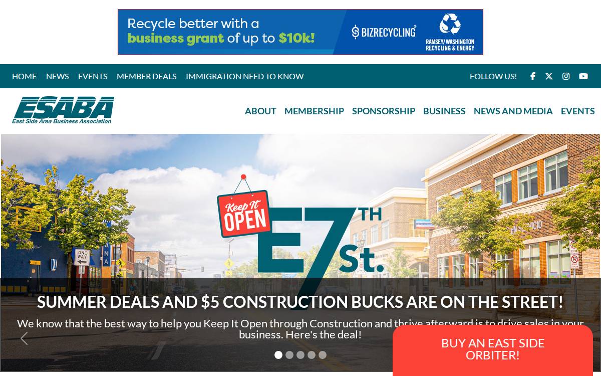 East Side Area Business Association website preview
