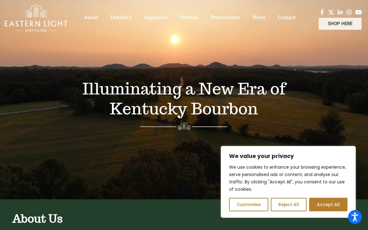 Eastern Light Distilling website preview