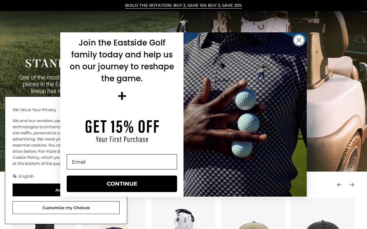 Eastside Golf website preview