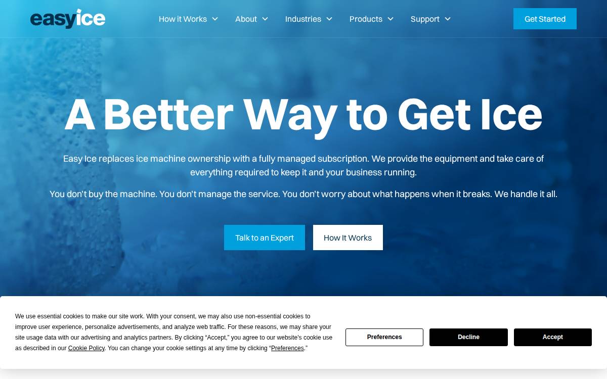 Easy Ice website preview