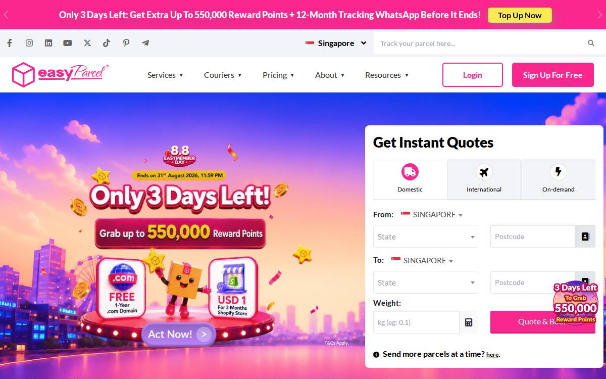 Easy Parcel website preview