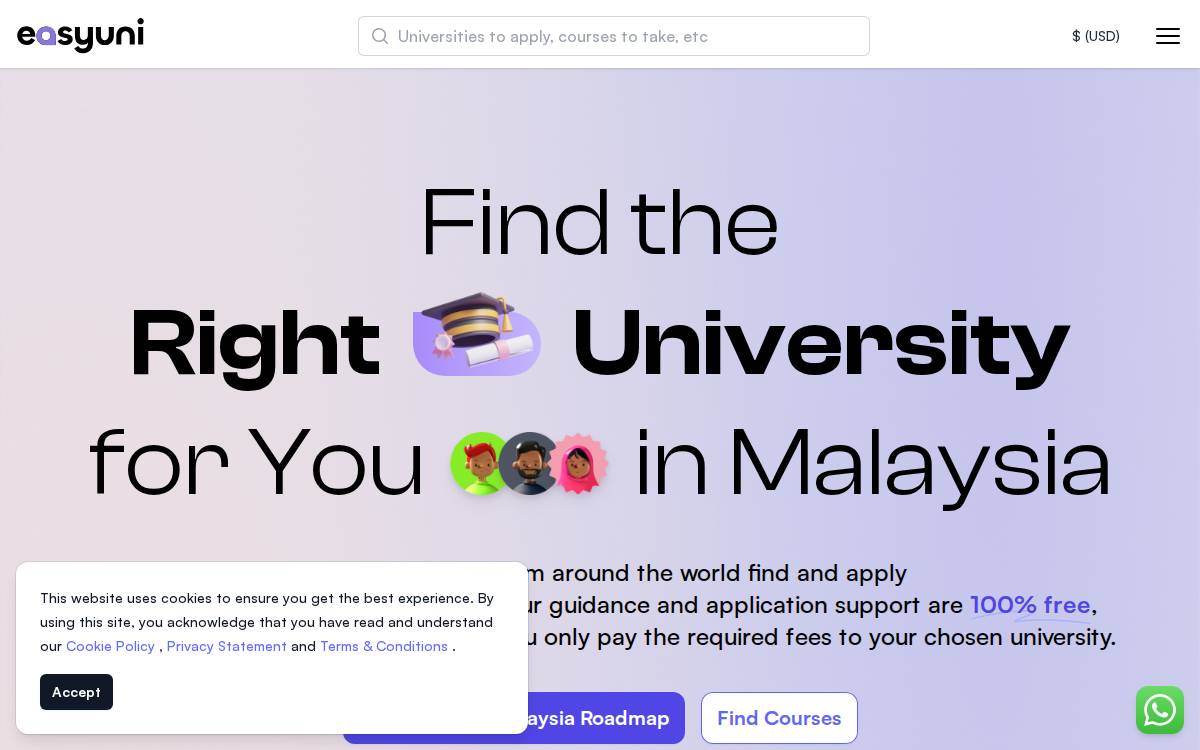 Easy Uni website preview