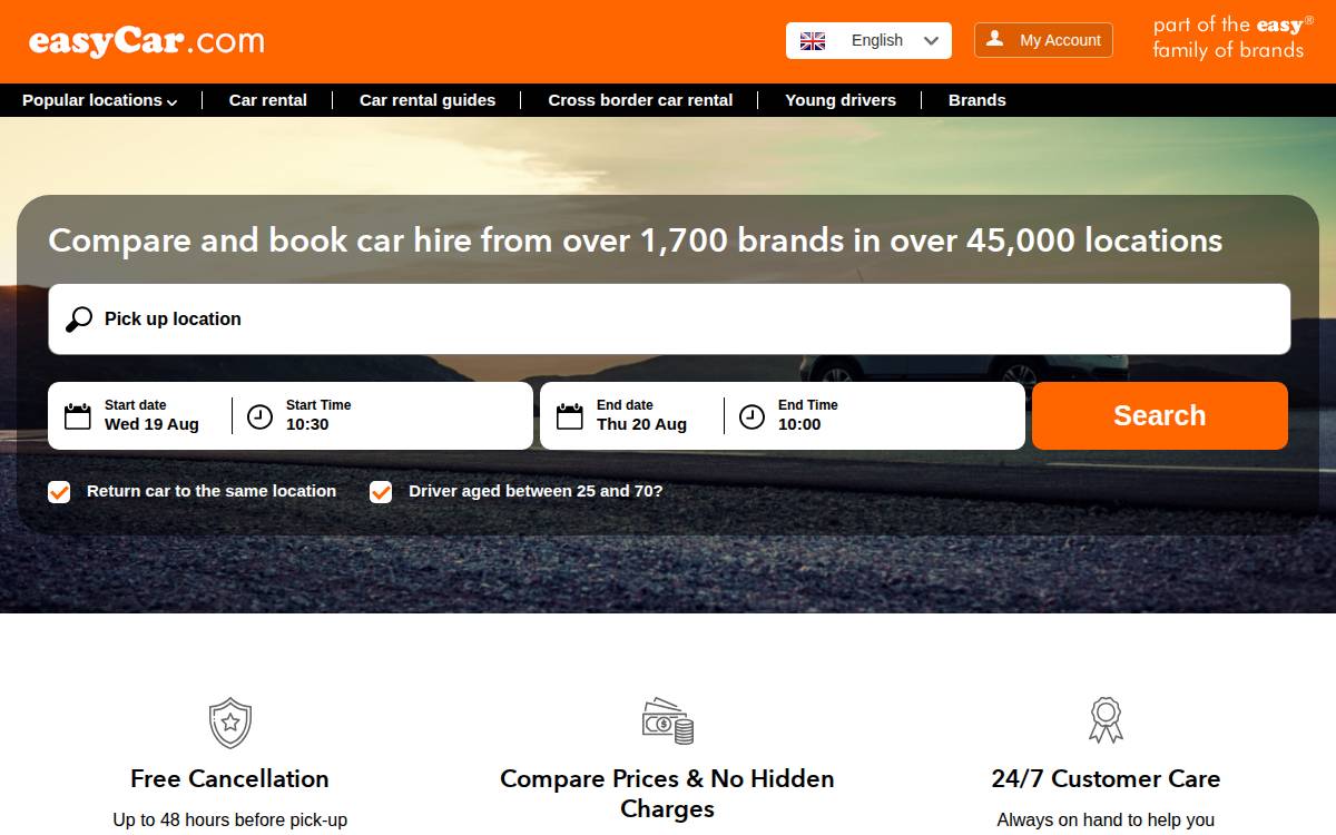 easyCar website preview