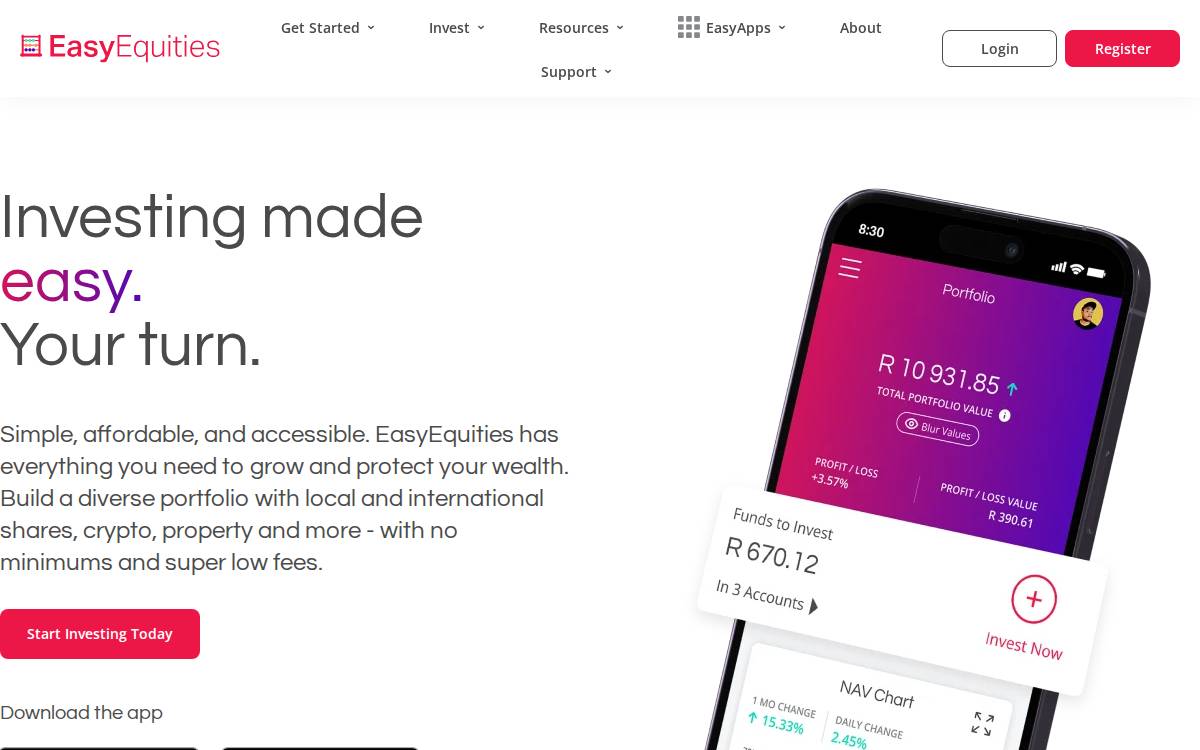 EasyEquities website preview