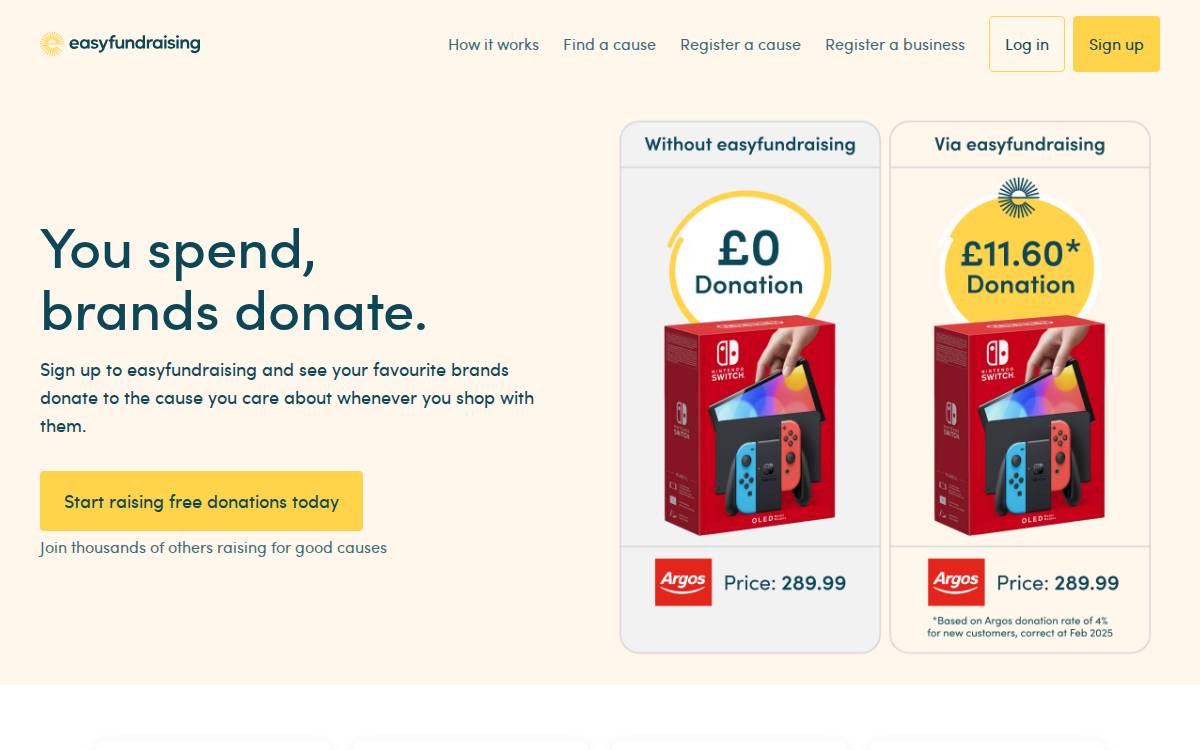 easyfundraising website preview