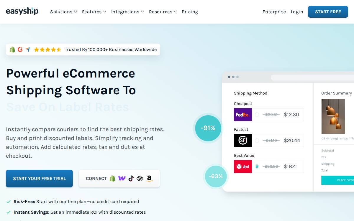 Easyship website preview