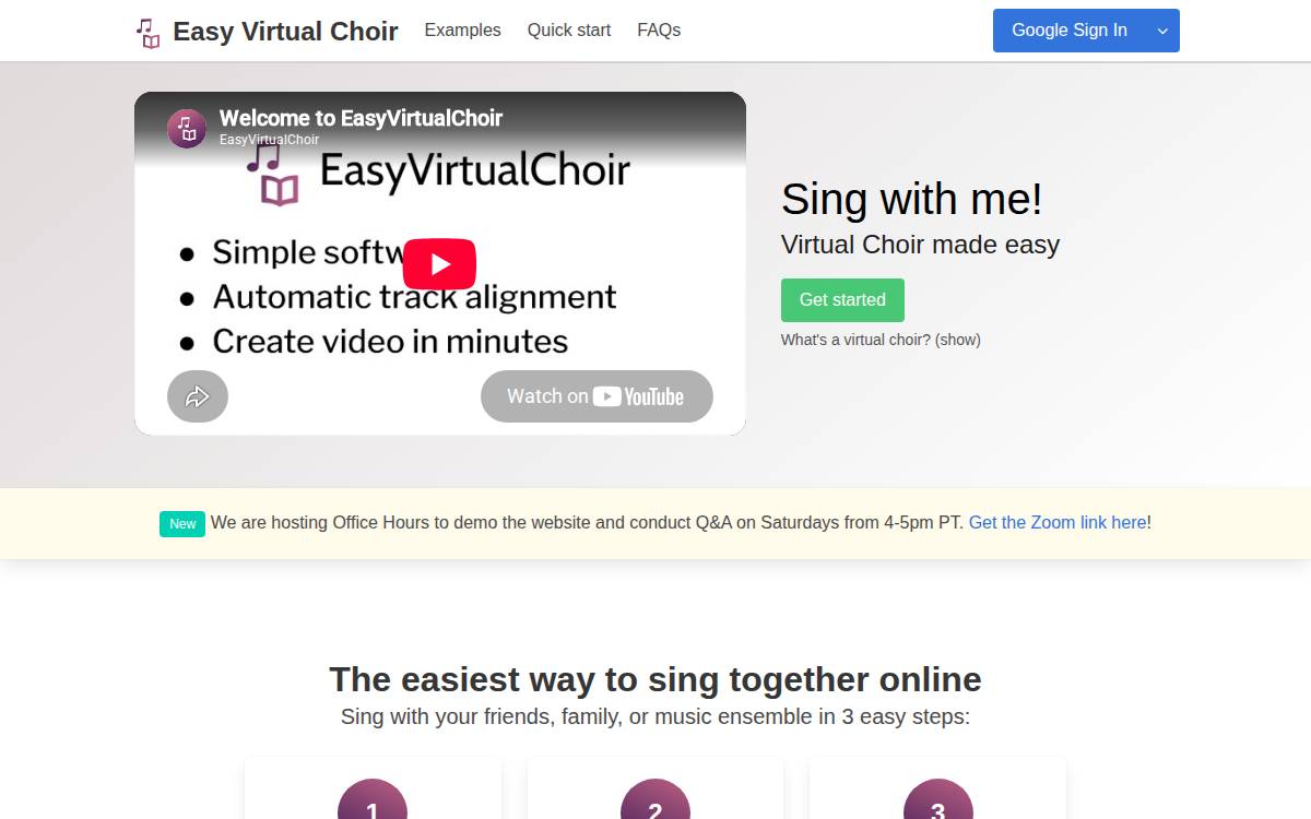Easyvirtualchoir website preview