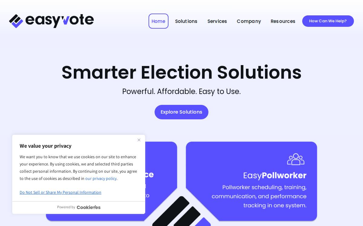 EasyVote Solutions website preview