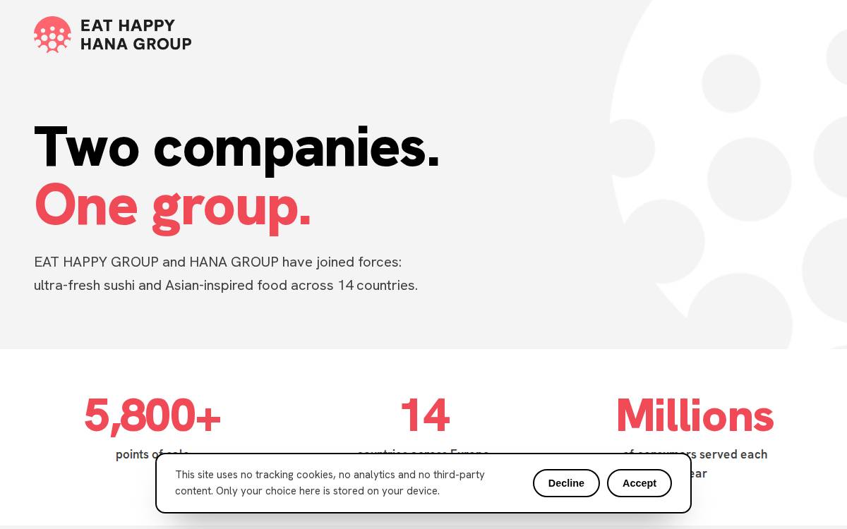 Eat Happy Hana Group website preview