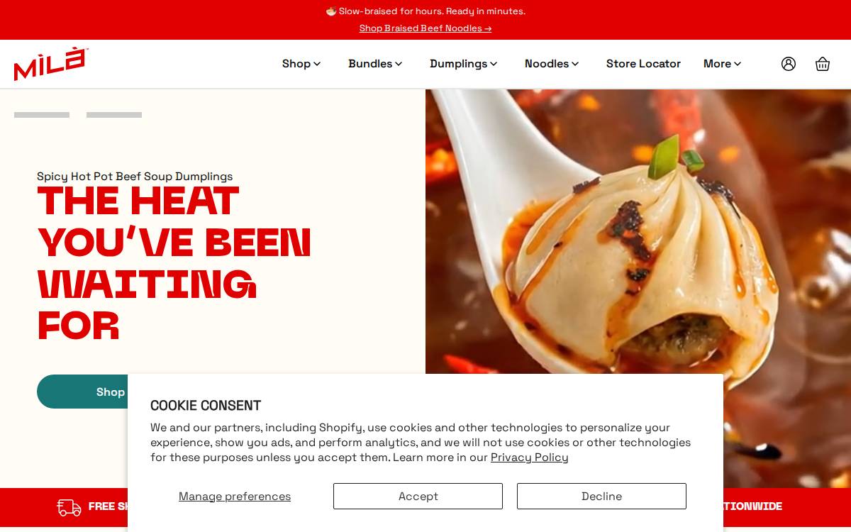 Eatmila website preview