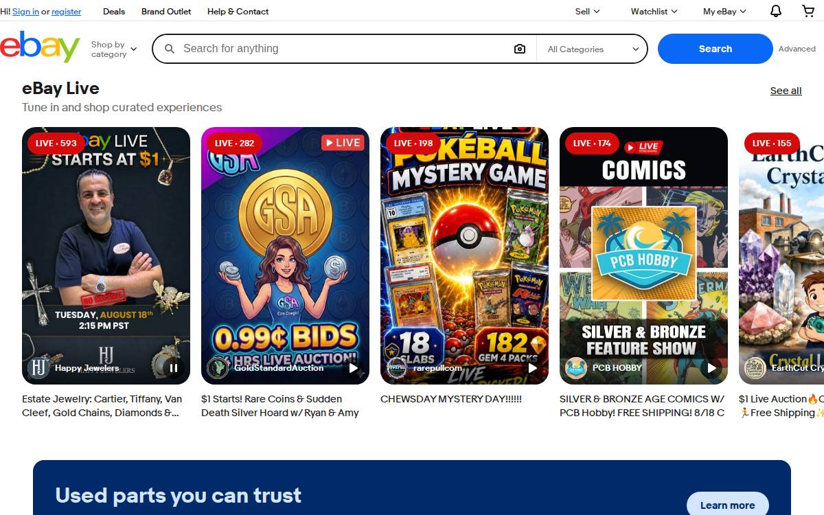 eBay website preview