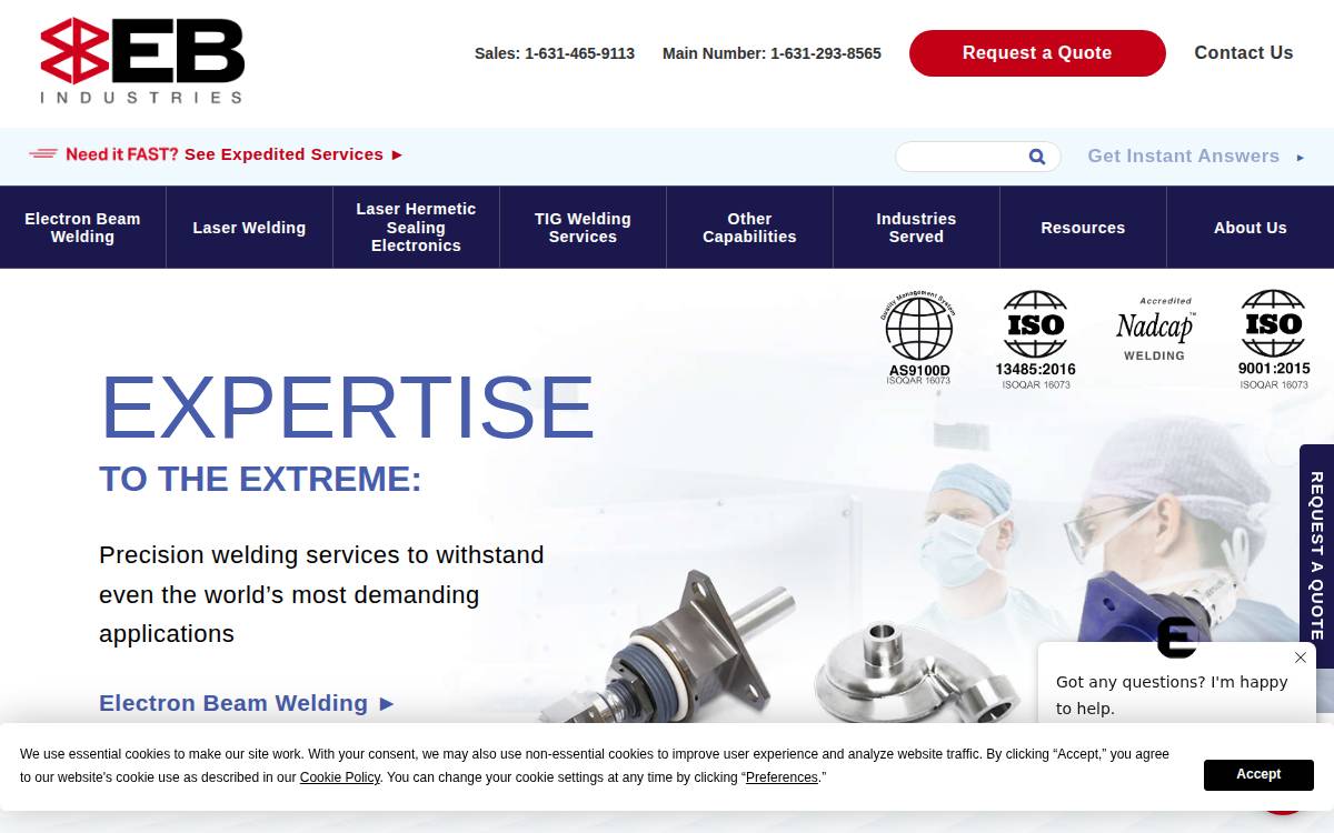 EB Industries website preview