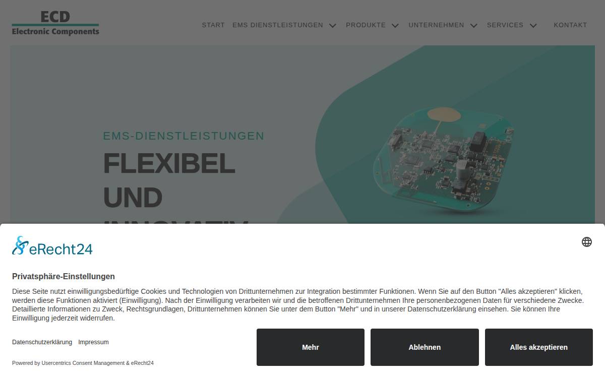 ECD Electronic Components website preview