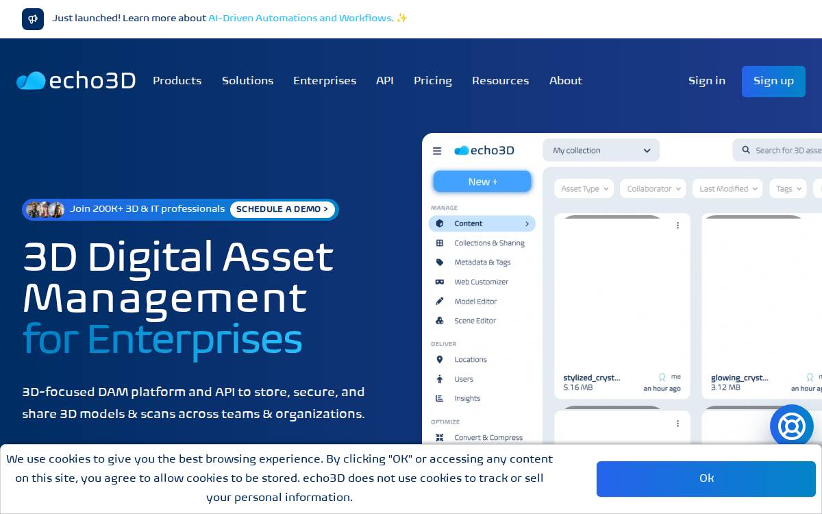 Echo3D website preview