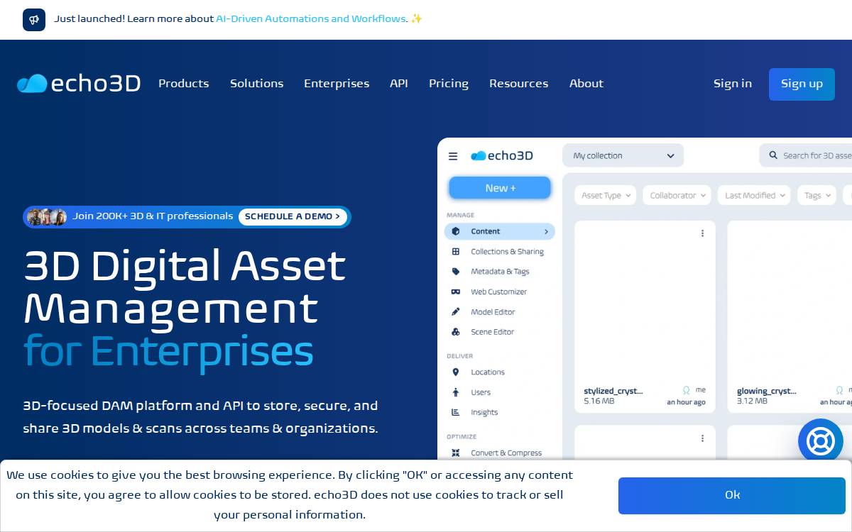 echo3D website preview