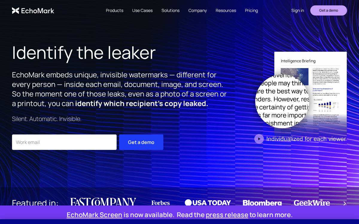 Echomark website preview