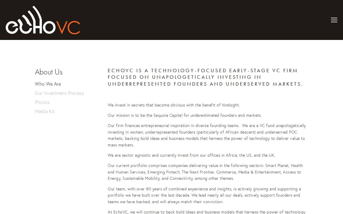 EchoVC website preview