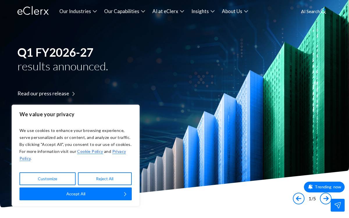 eClerx website preview