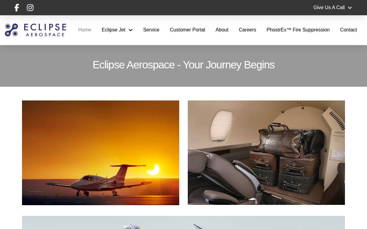 Eclipse Aerospace website preview