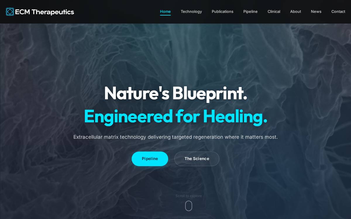 ECM Therapeutics website preview