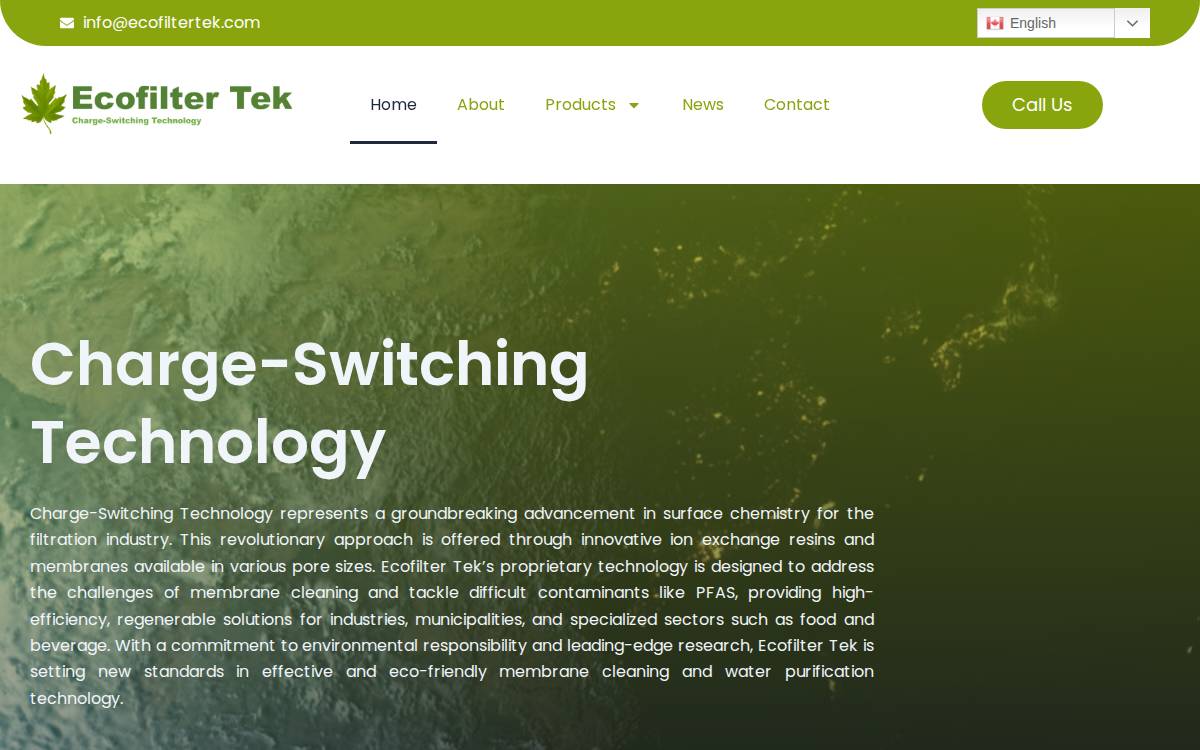 Ecofilter Tek website preview