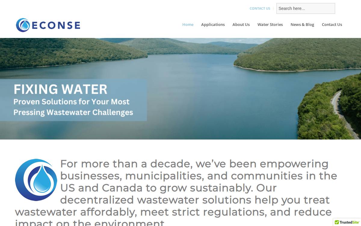 Econse Water Purification Systems Inc website preview