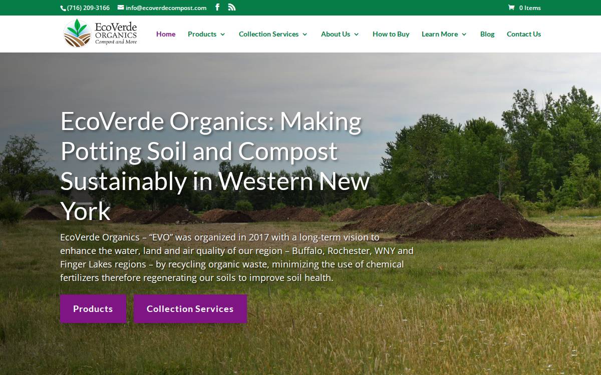 Ecoverde Organics website preview