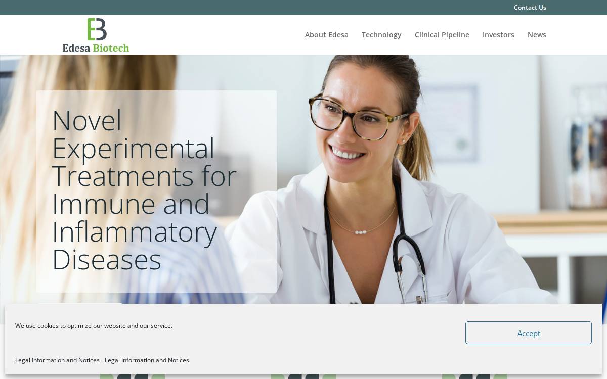 Edesa Biotech website preview